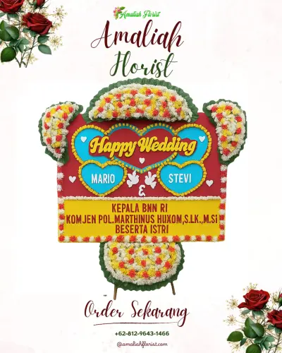 Karangan Papan Bunga Pernikahan di Harapanjaya